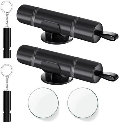 Produktbild von Ruitenbrecher – Sicherheitsfackel mit 2 Notfallpfeifen – 2-in-1 Sicherheitsfackel und Gurtschneider – Tragbarer Notausstieg für das Auto – Inklusive Testglas und Halterung – Gurtschneider – Für mehr Sicherheit unterwegs – Schwarz