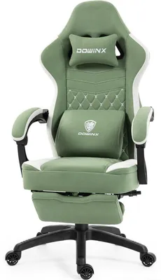 Produktbild von Gaming-Stuhl Stoff, Gel- & Taschenfederkissen, Massage, verstellbare Fußstütze, ergonomisch Schwarzer