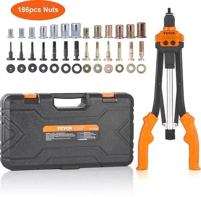 Produktbild von Famanu Blindnietzange - 13-teiliges Set mit Muttern und Stiften - M3 bis M12 - Handbetätigung
