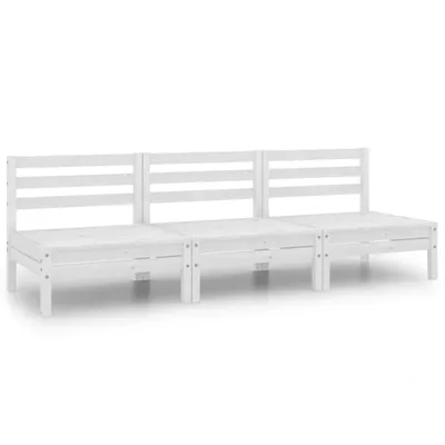 Produktbild von vidaXL 3-tlg. Garten-Lounge-Set Weiß Kiefer Massivholz