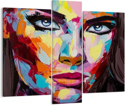 Produktbild von Bild auf Leinwand - Leinwandbild - Mädchen Gesicht - 95x80cm - Wand Bild - Wanddeko - Wandbilder - Leinwanddruck - Bilder - Kunstdruck - Wanddekoration - Leinwand bilder - Wandkunst - CB95x80-3471