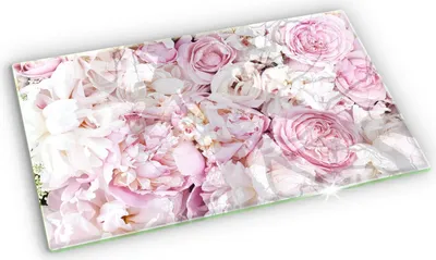 Produktbild von Glasplatte für Grabkerzen Gummifüße Glas Motiv - 52x30 cm - Pfingstrosenstrauß