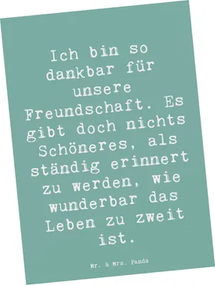 Produktbild von Mr. & Mrs. Panda Grußkarte Spruch Dankbarkeit für Freundschaft - Meeresbrise - Geschenk, Ansichtskarte, bedingungslose Liebe, Geschenke Freunde, Gefühl, Zitat, Fotokarte