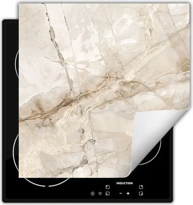Produktbild von DarHaus Herdabdeckplatte 60x52 cm Anti Rutsch Matte Aufrollbar, beige - Marmor