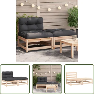 Produktbild von The Living Store Gartensofa ohne Armlehnen mit Kissen und Hocker