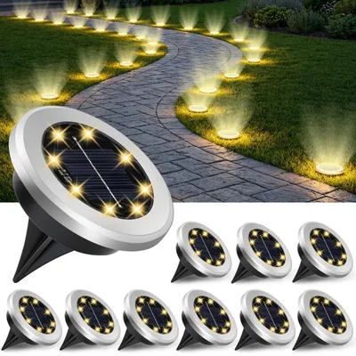 10er Set Solar-Tuinleuchten, 8 LED, IP65, warmweiß
