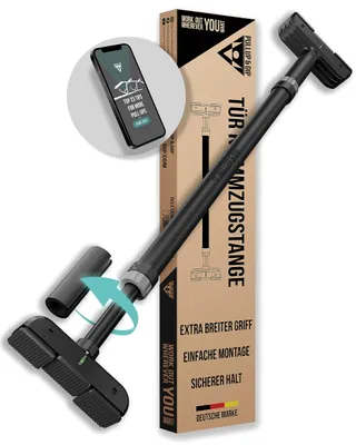 Produktbild von PULLUP & DIP Klimmzugstange für Türrahmen zum Einhängen ohne Schrauben und kein Abrutschen, Profi Türreck, Pull-up Bar mit gepolsterten Griffen (Klimmzugstange Teleskop)
