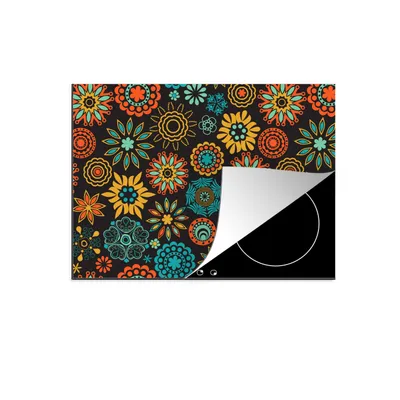 Produktbild von KitchenYeah© Herdabdeckplatte Bohème - Vintage - Blume - Flora , 77x59cm, Küche Deko, Glaskeramikkochfeld Herdabdeckung, Abdeckplatte fùr Kochfeld