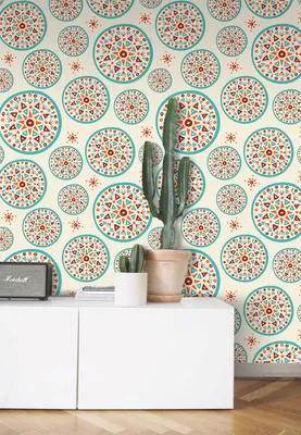 Produktbild von Coloray Fototapete 250x104 cm Latextapete Magicstick - Boho handgefertigt Indianoranange.