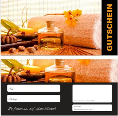 Produktbild von 100 Stück Premium Geschenkgutscheine (Wellness-675) - Ein schönes Produkt für Ihre Kunden Gutscheine Gutscheinkarten für Bereiche wie Wellness, Sauna, Spa, Massage, Erholung, Urlaub, Kosmetik, Reisen, Entspannung und vieles mehr