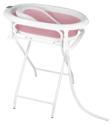 Produktbild von 2-in-1 faltbare Babybadewanne - Badewanne für Neugeborene 0–3 Jahre - Mit Badesitz und Shampookappe - PVC - Tiermotiv - 85×47×85 cm - Rosa