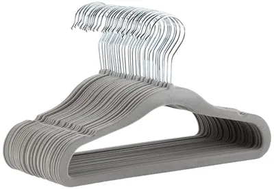 Immagine prodotto di Grucce per abbigliamento per bambini Amazon Basics, in velluto, antiscivolo (per neonati/bambini piccoli), 29,5 cm (per abbigliamento per bambini), confezione da 30, colore grigio