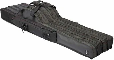 A black fishing rod bag is shown against a white background.
