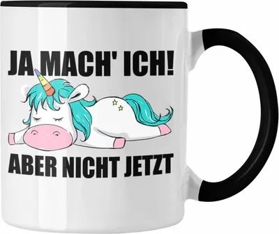 Produktbild von Trendation - Lustige Tasse mit Spruch Einhorn Mitarbeiter Arbeitskollege Geschenk Kollegin (Schwarz)