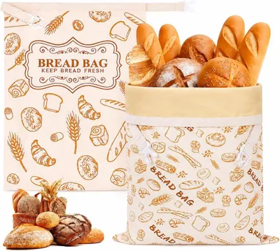 Image de Sacs en cire d'abeille, lot de 2, réutilisables, avec fermeture éclair, pour conserver le pain