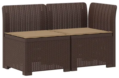 Image de vidaXL : Canapé de jardin pour 2 personnes avec coussins, imitation rotin, en plastique PP, couleur marron