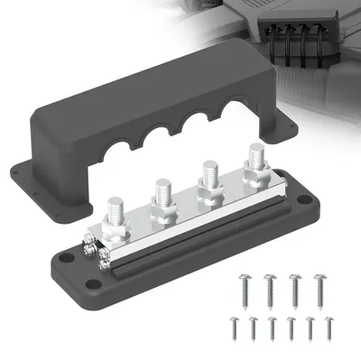 Productafbeelding van Stroomverdeelblok - Busbar Blok - Energiebeheer - Hoge Stroomsterkte - 600A 12V - Zwart
