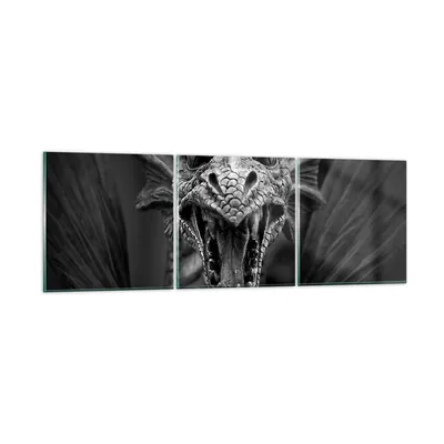 Produktbild von Bilder auf glas - Drache Kreatur Waage - 90x30cm - Glasbilder - Wandbilder - Kunstdruck - zum Aufhängen bereit - Wanddekoration aus Glas - Glas Bilder - Wandbild auf Glas - 3 Teile - GCA90x30-0245