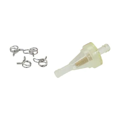 Obrázek produktu pro Sada benzinového kohoutku, M10 x 1, vývod vlevo, bez vaku na vodu, plastová páka červená + filtr, hadice a svorky