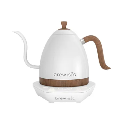 Produktbild von Brewista Artisan Stainless Steel Elektrischer Wasserkocher 1,0 L mit Temperaturregelung und Schwanenhalsauslauf - Matt Weiß - BA10VKVDE-PWW