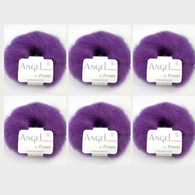 Image de 6 pelotes Angel de Permin – Fil de soie et mohair de luxe (70/30) (102 lilas)