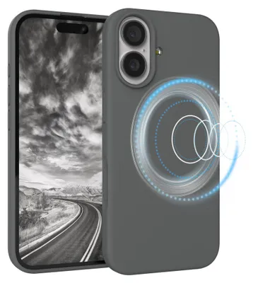 Produktbild von EAZY CASE Silikon MagSafe Handyhülle kompatibel mit Apple iPhone 17 Hülle mit Kameraschutz, Silikonhülle, Schutzhülle Grau
