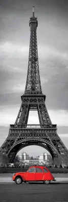 Produktbild von Paris - Türposter - Eiffelturm + 2 St Posterleisten Holz 61 cm natur