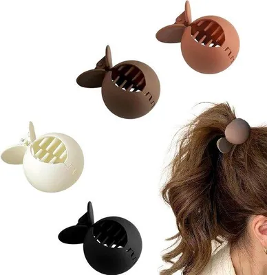 Produktbild von Haarspeldjes für Frauen, 4 Farben, Ponyfrisur, schwarz, weiß, braun, orange, runde Haaraccessoires