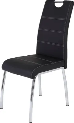 Produktbild von Polsterstuhl Esszimmerstuhl SUSI schwarz Lederlook Metallgestell - Die Möbelfundgrube