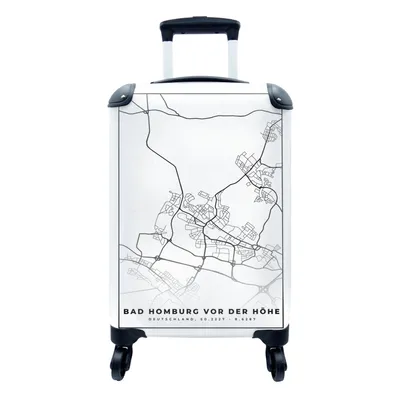 Produktbild von MuchoWow® Koffer Handgepäck Trolley Rollkoffer Kleine Reisekoffer mit 4 Rollen - Bad Homburg von der Höhe - Karte - Stadtplan - Cabin Size < 55x40x23 cm & 55x40x20 cm - Fotokoffer - Kabinenkoffer - Boardgepäck - Reise-Box - Reisekoffer - Reisegepäck - Koffer mit Bild - Trolley für Kinder