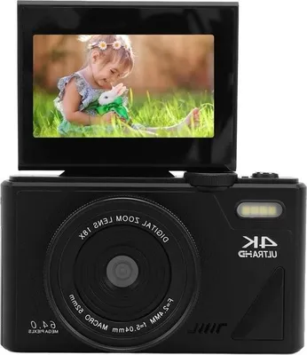Immagine prodotto di videocamera digitale 4K, 64 MP, zoom digitale 18x, videocamera con autofocus e schermo ribaltabile da 3 pollici, videocamera vlog compatta anti-shake per live streaming, fotografia di viaggio - 64 MP - autofocus.