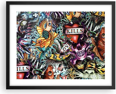 Produktbild von Gerahmtes Poster - Schwarzer Rahmen - Graffiti modern - 50x40 cm - Wand Bild - Wanddeko - Wandbilder - Kunstposter - Wandposter - Bilderrahmen - Bilder - Kunstdruck - Wandbild - P2BAA50x40-3759
