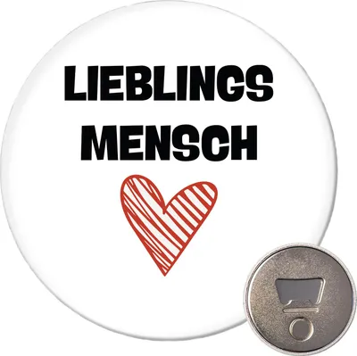 Produktbild von Huuraa Magnet Lieblingsmensch Herz 59mm Kühlschrankmagnet rund Flaschenöffner Geschenkidee