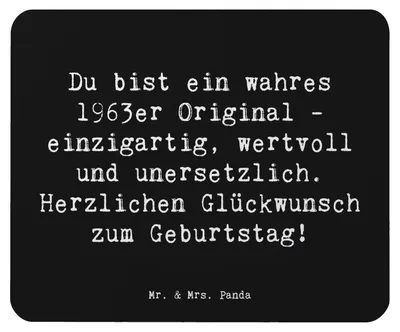 Produktbild von Mr. & Mrs. Panda Mauspad Spruch 1963 Geburtstag - Schwarz - Geschenk, Mouse Pad, Happy Birthday, Jubiläum, Geburtstagswünsche, laptop, feiern, Mousepad, Alter, pc