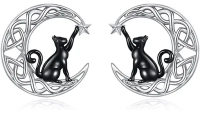 Produktbild von Ohrstecker Katze Mond Sterling Silber für Damen und Mädchen