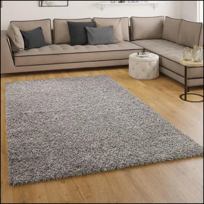 Image de Tapis shaggy à poils longs Sky uni en gris Taille 80x150 cm