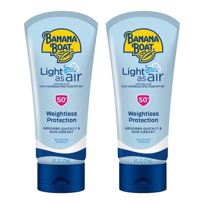 Produktbild von Banana Boat Light As Air Sunscreen, Broad Spectrum Lotion, SPF 50, 6oz. - 2 Count (1 Stück)