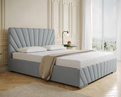 Produktbild von Polsterbett RAY - Komfortbett mit Stauraum, Doppelbett, Hellgrau, 160x200cm, Bonellfederkernmatratze, H3