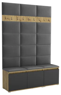 Produktbild von Garderobe LUTON 3 ANTHRACITE 15– Farbe Anthrazit, moderner Schrank 40x150x213 cm, funktionale Lösung für den Flur, Garderobeschrank, Flurmöbel