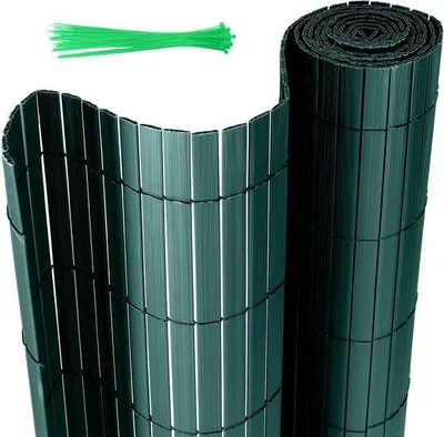 Produktbild von PVC-Gartenzaun 0,8x4m - grün - W-Vorm - für Terrasse & Garten - UV- und Windbeständig