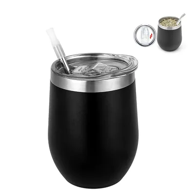 Produktbild von Tragbares Weinglas, 2er-Pack tragbares Weinglas, isoliertes Weinglas aus Edelstahl mit Deckel, Sekt-Camping-Geschenk für Frauen