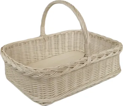 Produktbild von Weidentablett mit Henkel Weiß Rechteckig ca. 52x40x35 cm