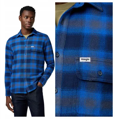 Obrázek produktu pro Wrangler | Pánská košile, 1 kus, modrá, denim, bavlna, střih Regular Fit, velikost M