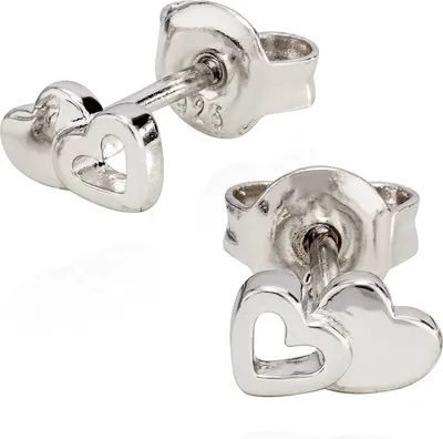 Produktbild von Paar Ohrstecker Herz im Herz 925 Silber 6x6mm Doppelherz Damen Ohrringe Glanz