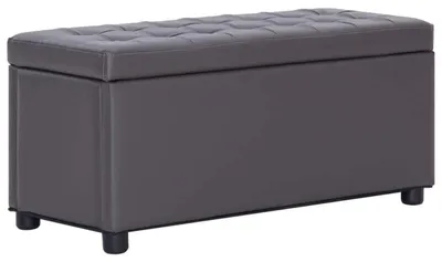 Produktbild von Sitztruhe mit Stauraum Sitzbank Sitzhocker 87,5 cm Grau Kunstleder
