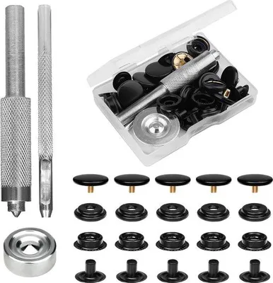 Image de Boutons-pression métalliques noirs de 15 mm pour vêtements et cuir