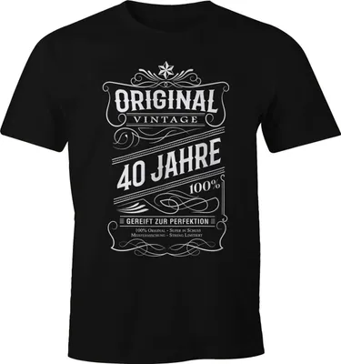 Produktbild von Herren Geschenk T-Shirt Geburtstag Original Vintage 30-80 Jahre Moonworks® 40 schwarz XXL