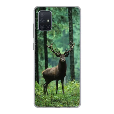 Produktbild von MuchoWow® Handyhülle Schutzhülle Hülle für Samsung Galaxy A71 Hirsche - Wald - Bäume - Tiere - Natur Silikon Softcase Handy Hülle - Kartenbesitzer