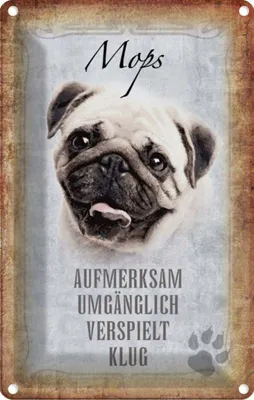Produktbild von vianmo Blechschild 18x12 cm Mops Hund Tier Haustier