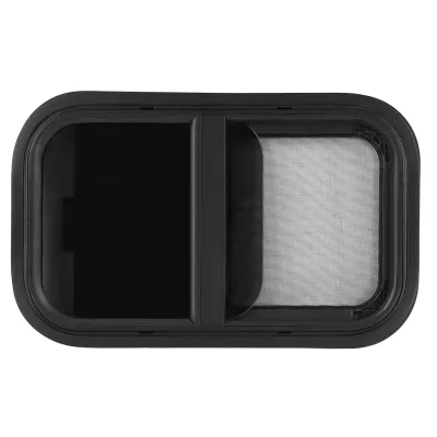 Produktbild von Wohnmobilfenster 535x335 mm Schwarz Rechteck Schiebefenster RV Fenster mit integriertem Insektenschutz, UV-beständig Seitenfenster Wohnmobils Ausstell